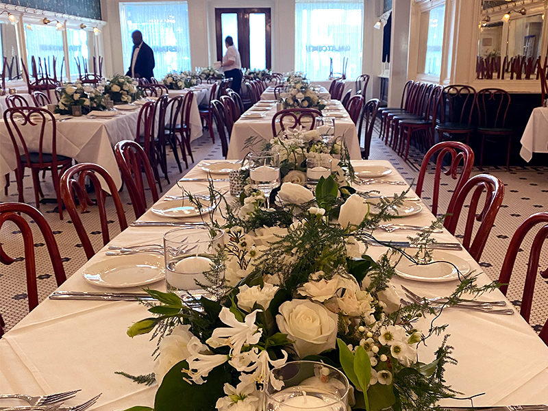 Corporate Luncheon - Floral Centerpieces -Galatoires - French Quarter - New Orleans