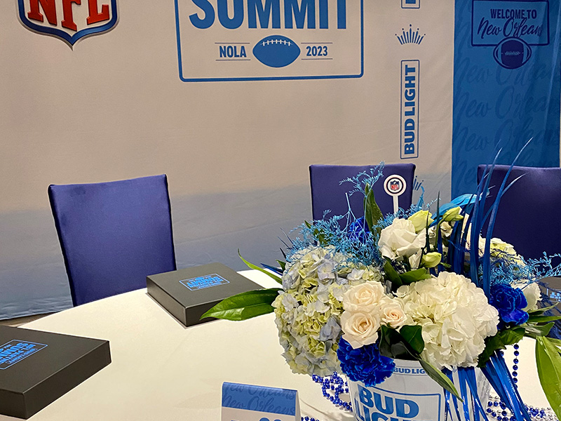 Corporate Event - Sporting Event Design - Floral Centerpiece for Bud Light NFL