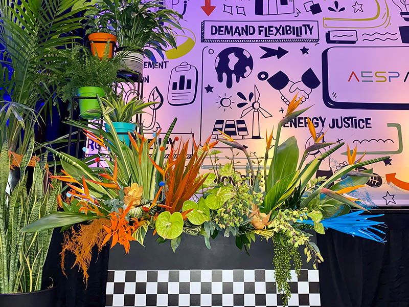 Corporate Events - Convention Exhibit Event Floral Design - AESP Stage Decor-Rental Plants-Garden Box